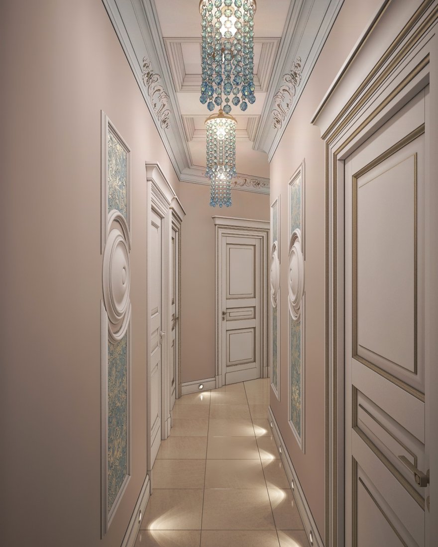 Молдинги в узком коридоре