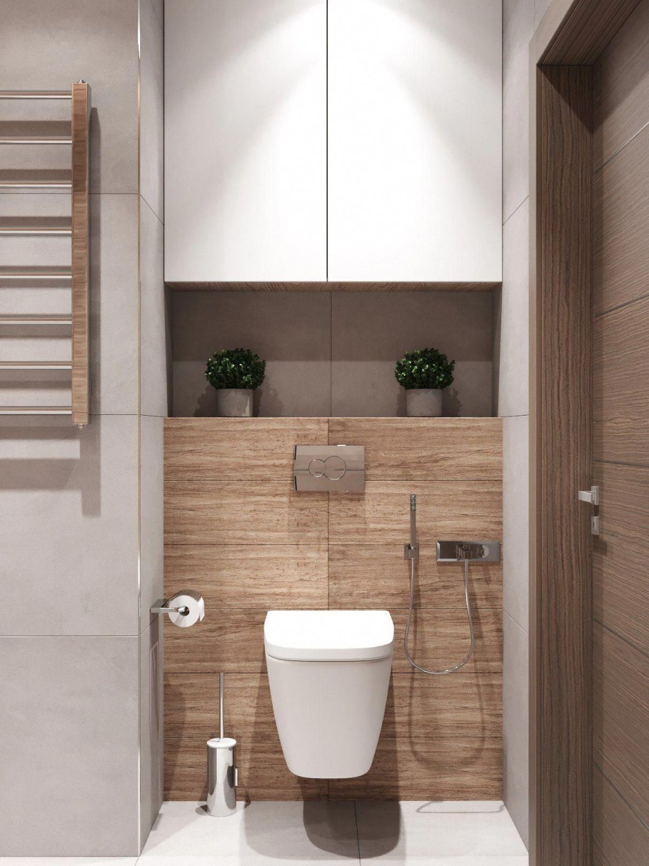 Встроенные полочки в ванной