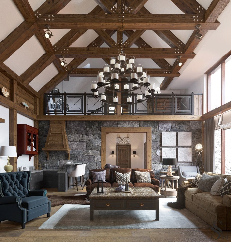 Потолок в стиле Шале