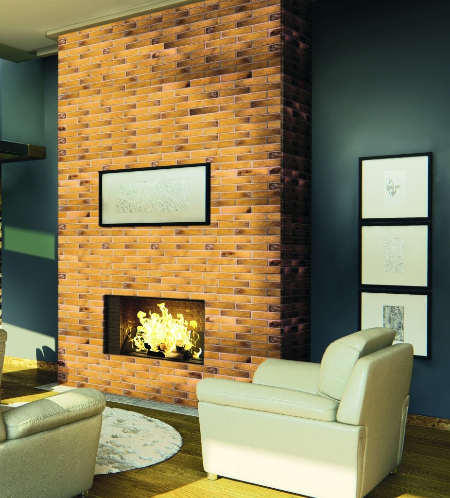 Отделка камина клинкером