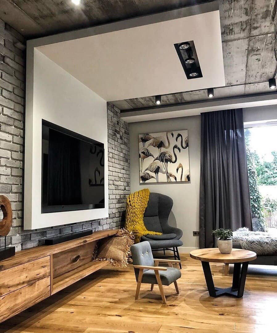 Телевизор в интерьере лофт