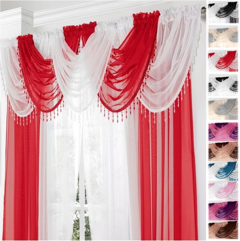 Шторы красные с белым