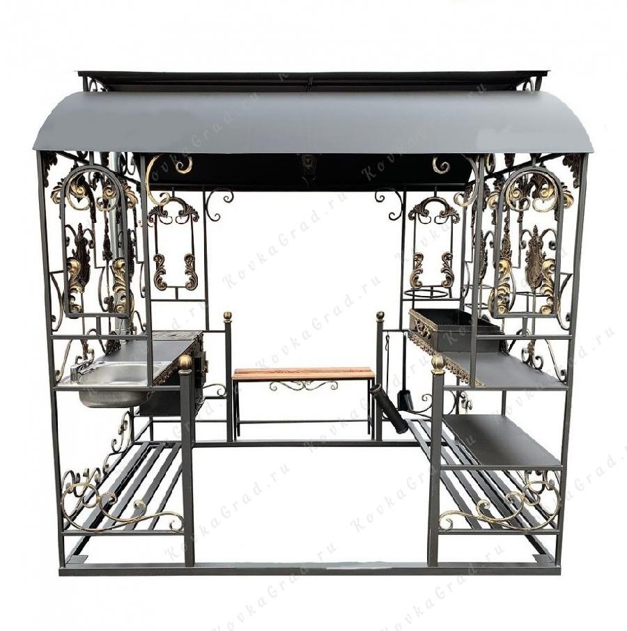 Мангал-кухня с печкой из металла