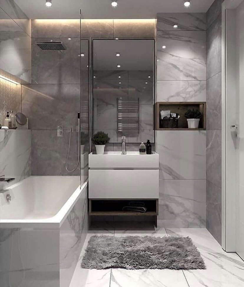 Темно серая ванная комната