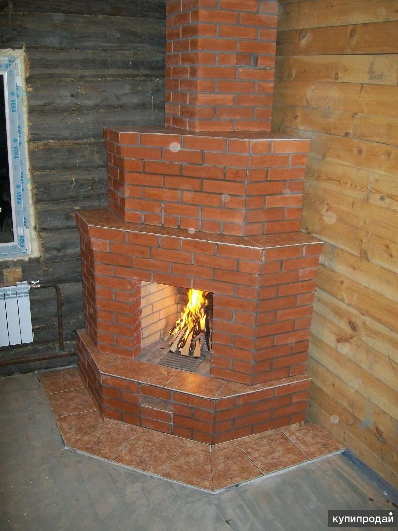 Угловые камина из кирпича