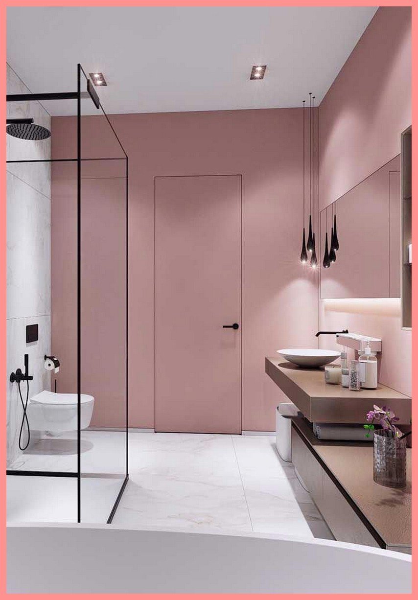 Душевая с окрашенными стенами