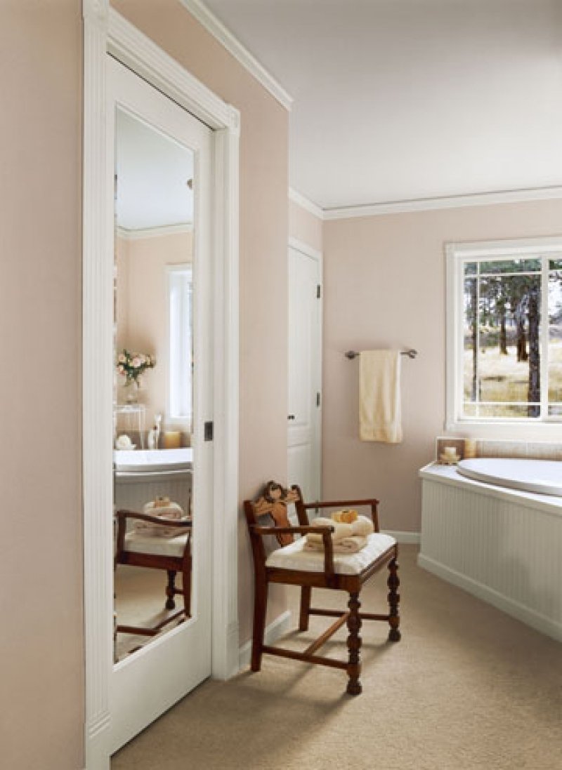 Дверь в ванную с зеркалом