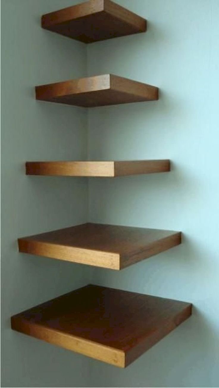 Полка угловая настенная деревянная