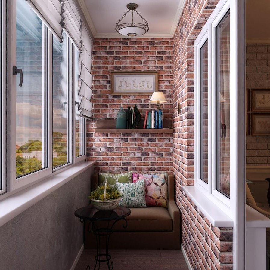 Отделка кирпичного балкона