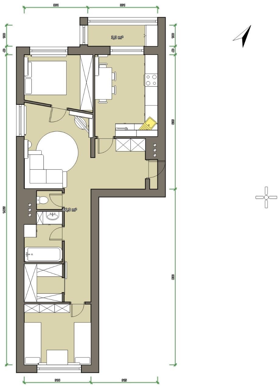 План квартира распашонка