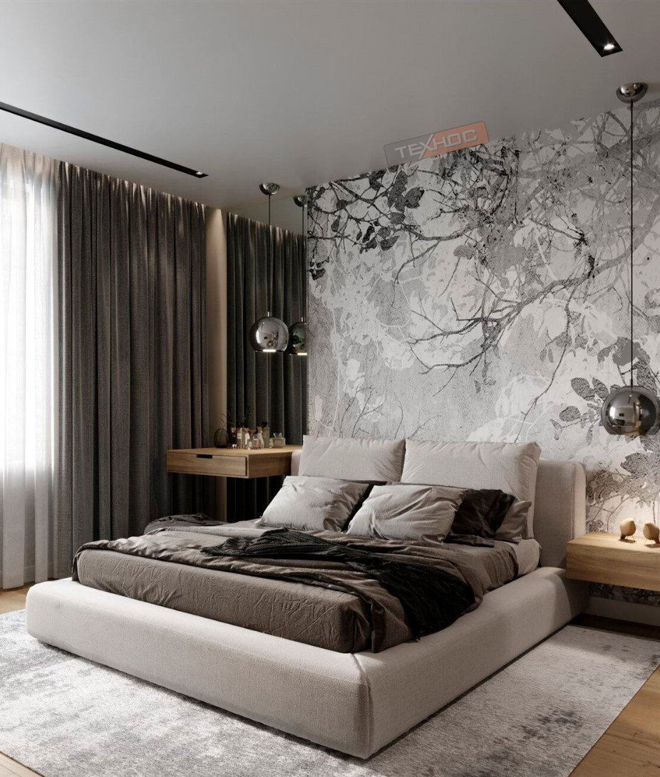 Спальня в холодных оттенках