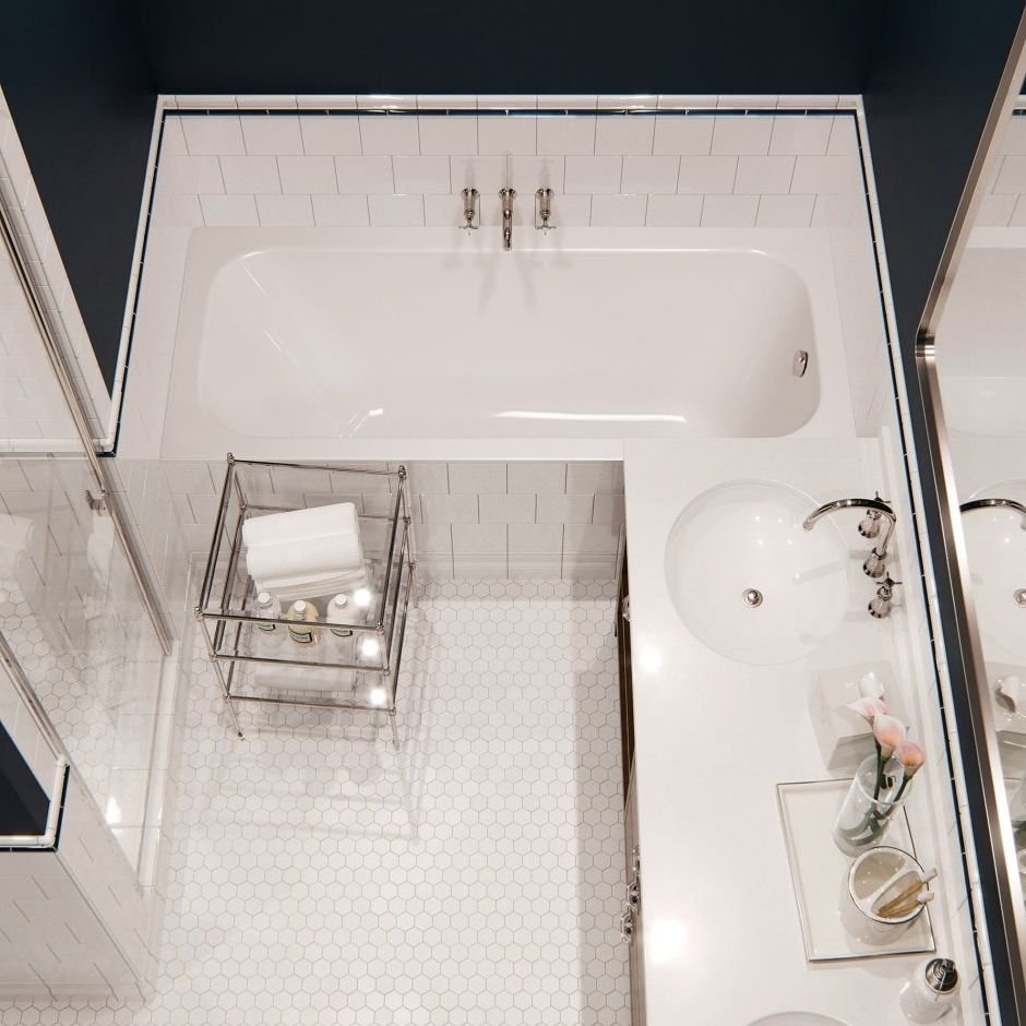 Г образная ванная комната