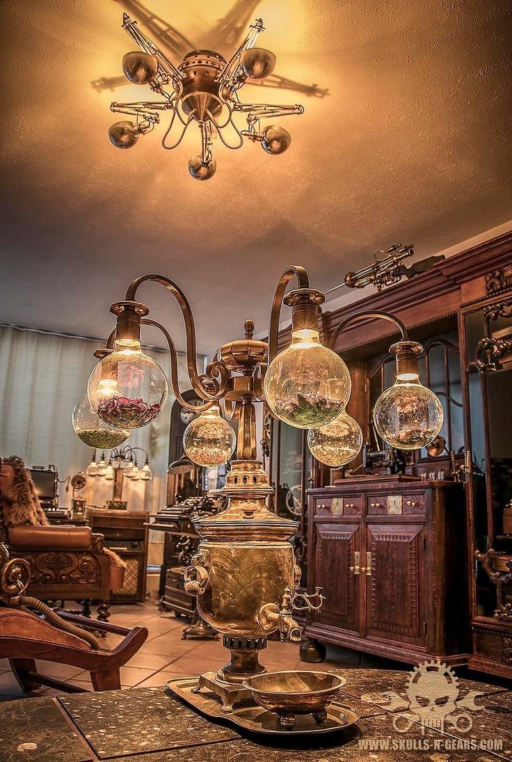 Стимпанк интерьер с викторианским стилем