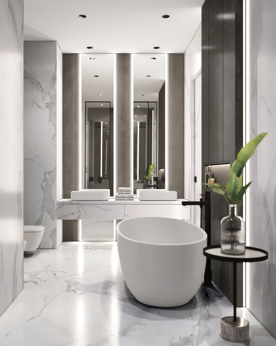 Современная белая ванная комната