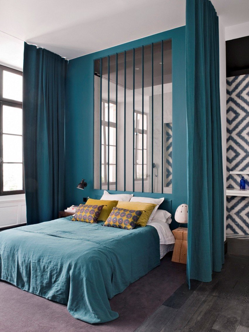 Шторы в голубую комнату