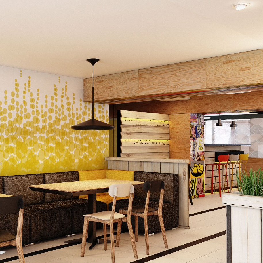 Бюджетный интерьер кафе