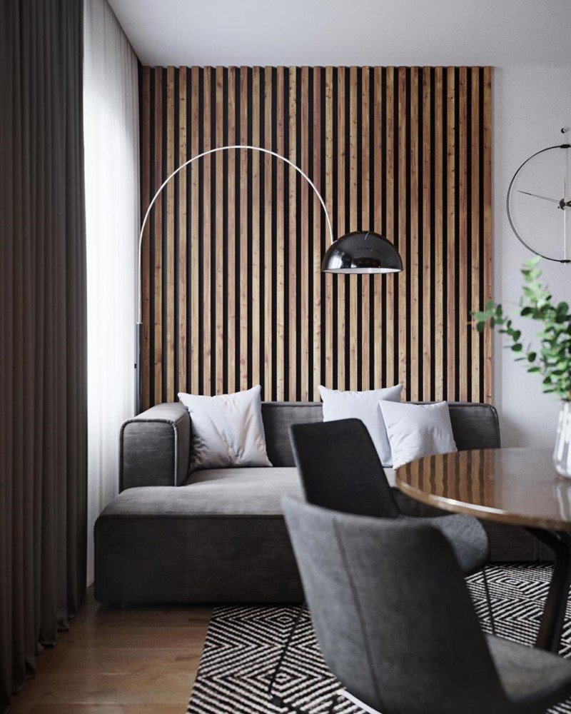 Деревянные рейки в интерьере