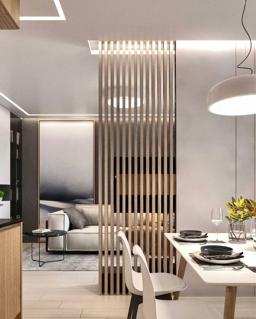 Деревянные рейки в интерьере