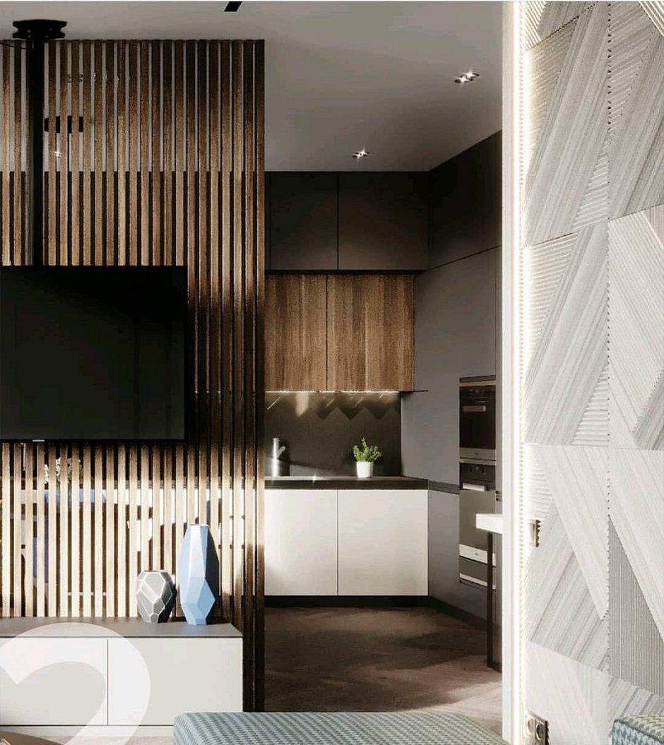 Перегородка для зонирования кухни и прихожей