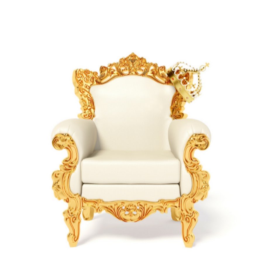 Золотое кресло на белом фоне