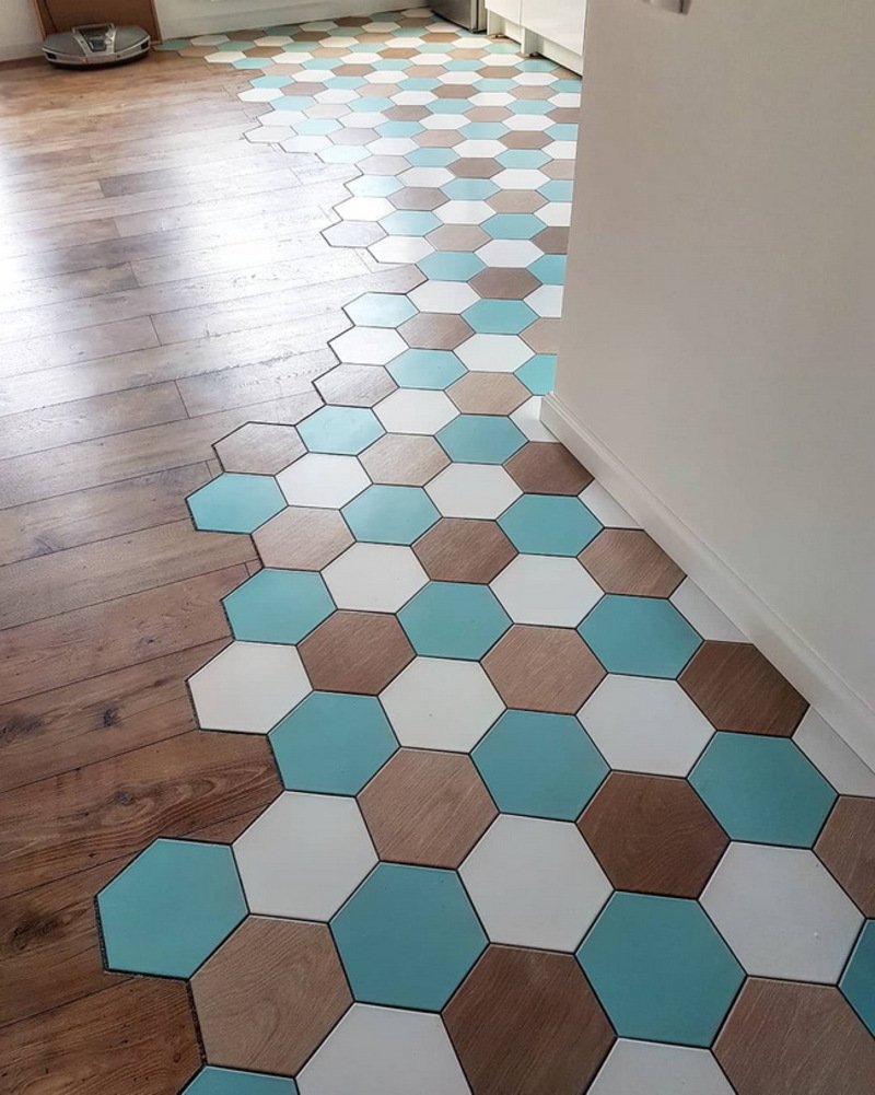 Шестигранная плитка с ламинатом