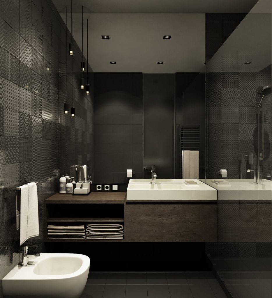 Ванная комната в темных тонах