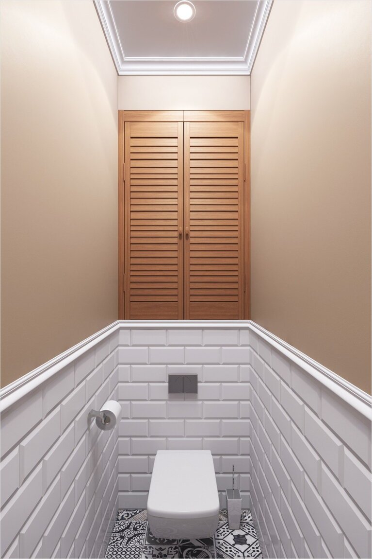 Туалет с плиткой до середины