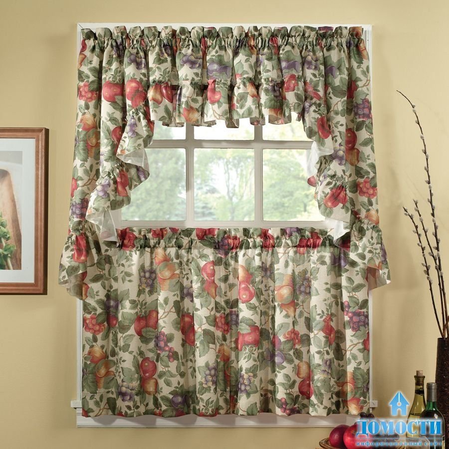 Деревенские шторы для кухни