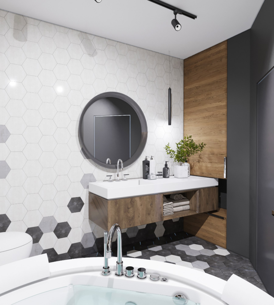 Плитка соты в санузле