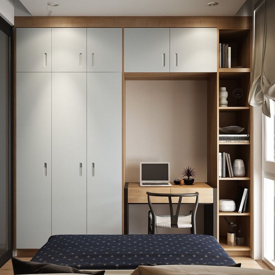 Шкаф с письменным столом в спальную маленькую комнату