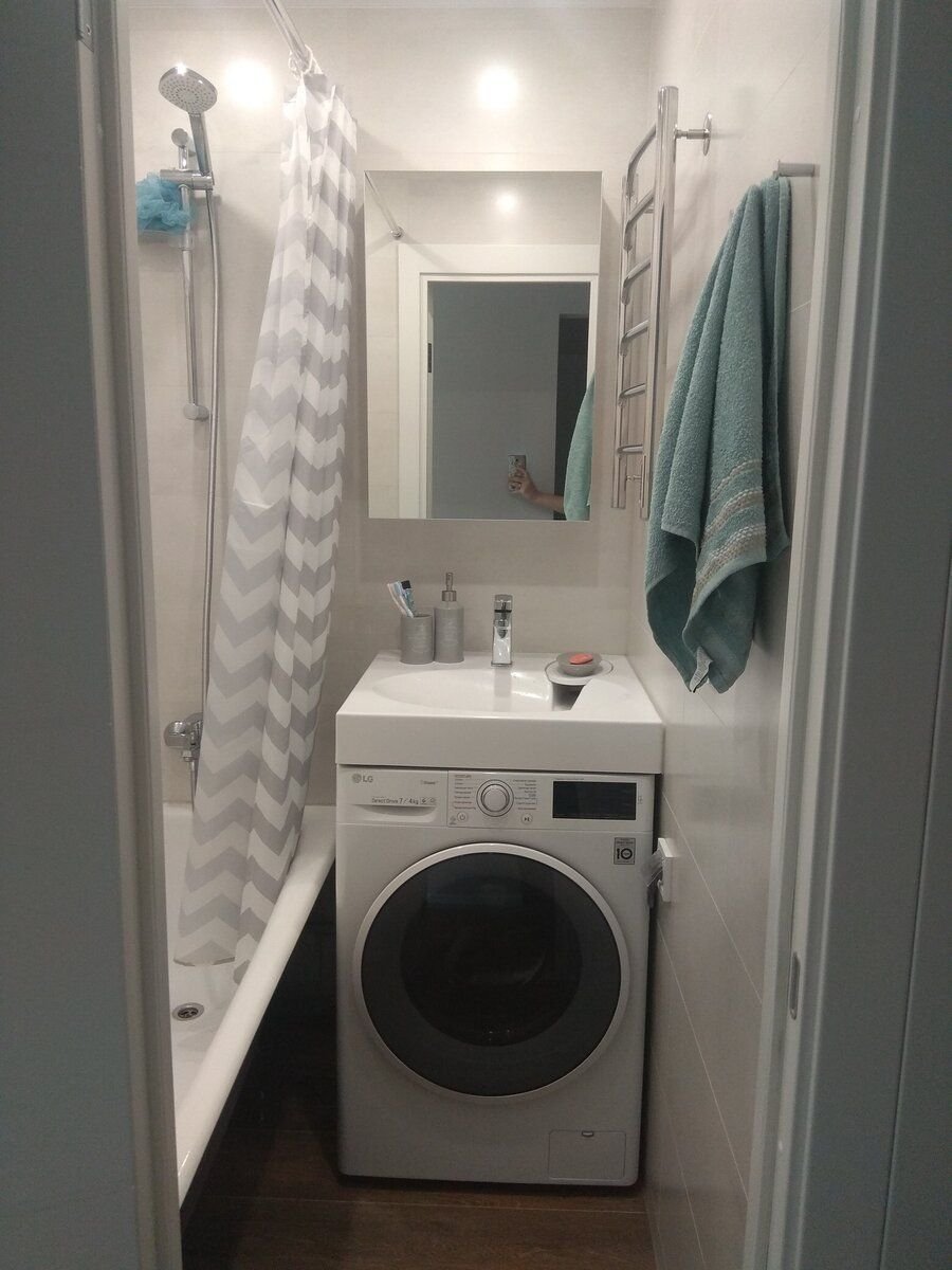 Ванная комната в хрущевке со стиральной машиной
