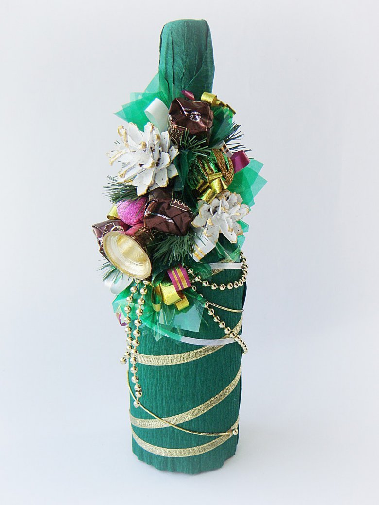 Украшение бутылок на новый год