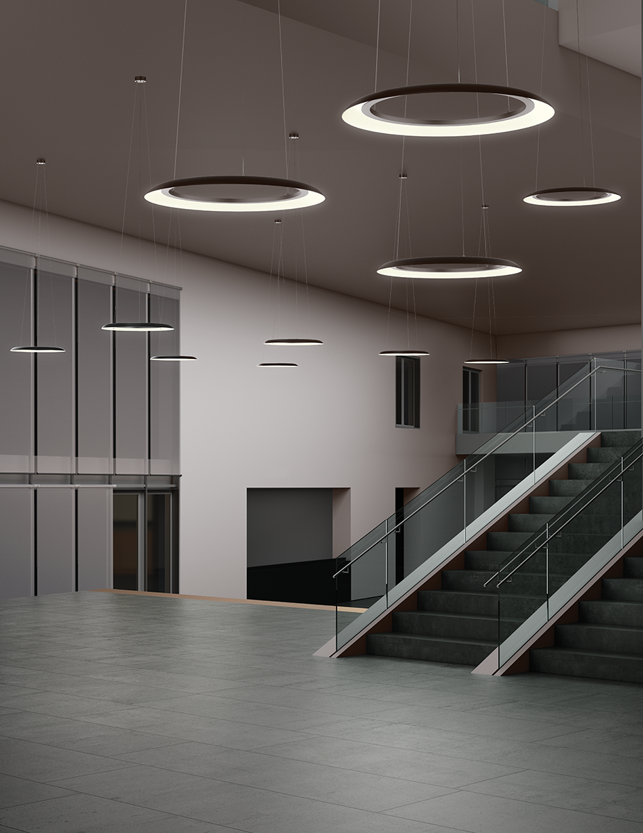 Круглые светильники в офисе