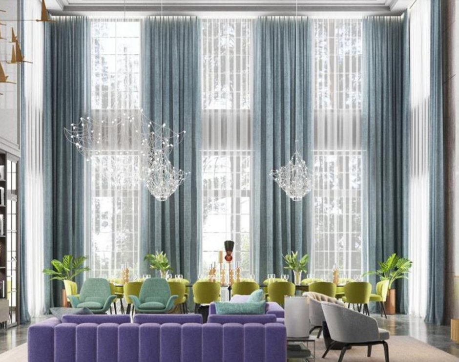 Шторы в гостиной со вторым светом