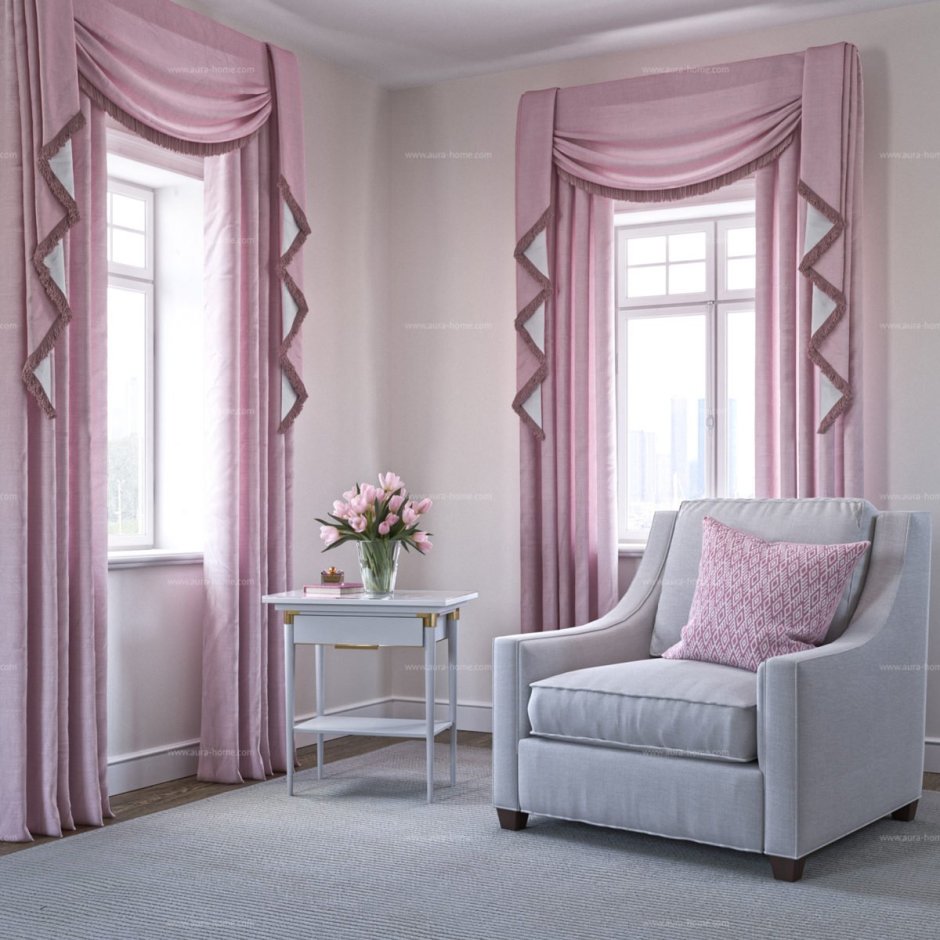 Розовые шторы