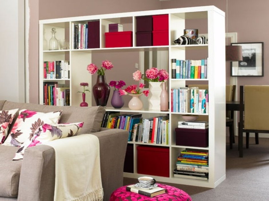 Зонирование стеллажом икеа