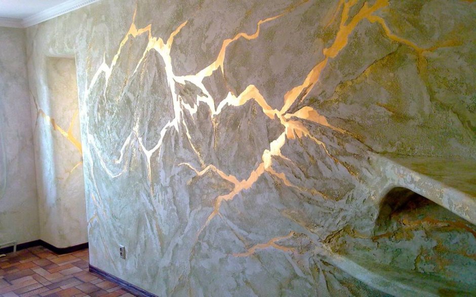 Натяжной потолок под камень