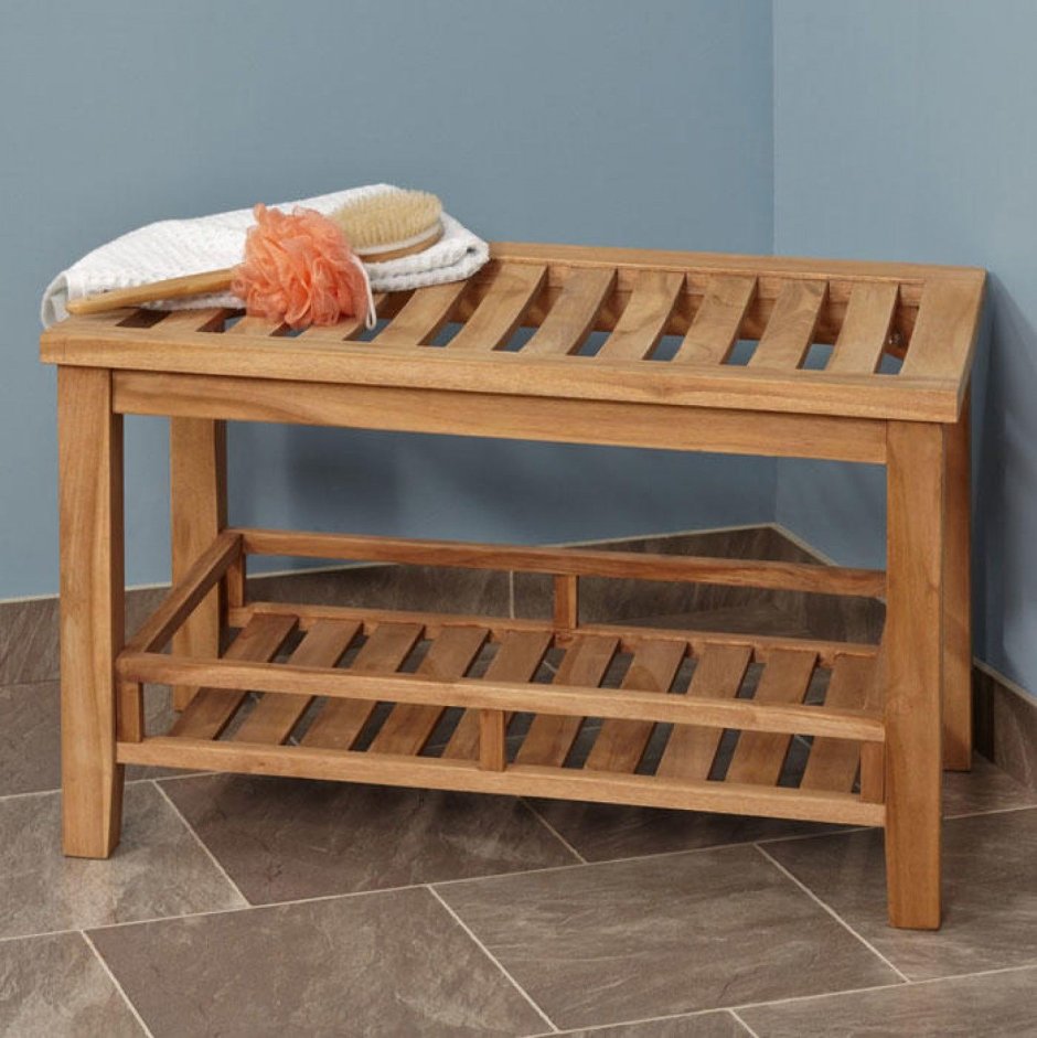 Деревянная скамья в ванную