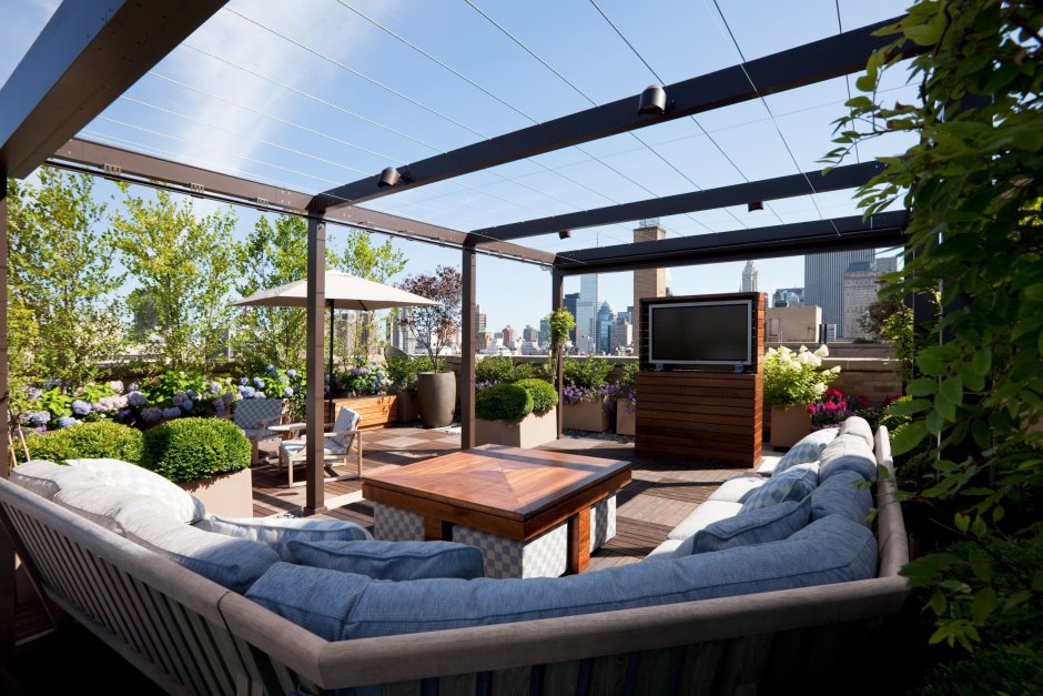 Терраса пергола лаунж зона