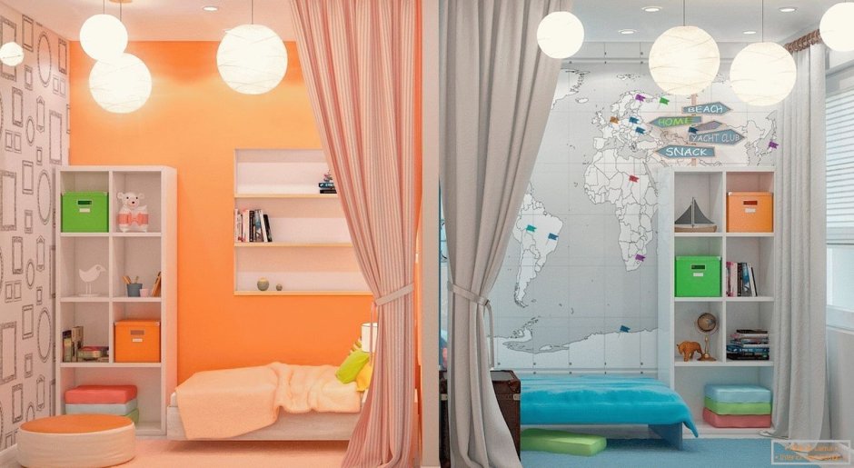 Зонирование детской комнаты для разновозрастных детей