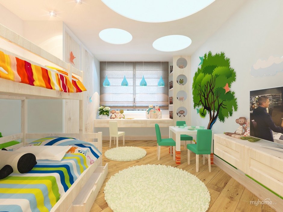Детской комнаты для двоих разнополых 20 кв.м
