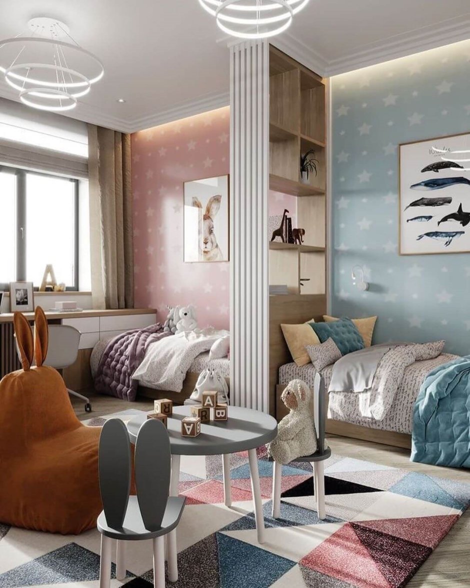 Зон рование детской для двух девочек