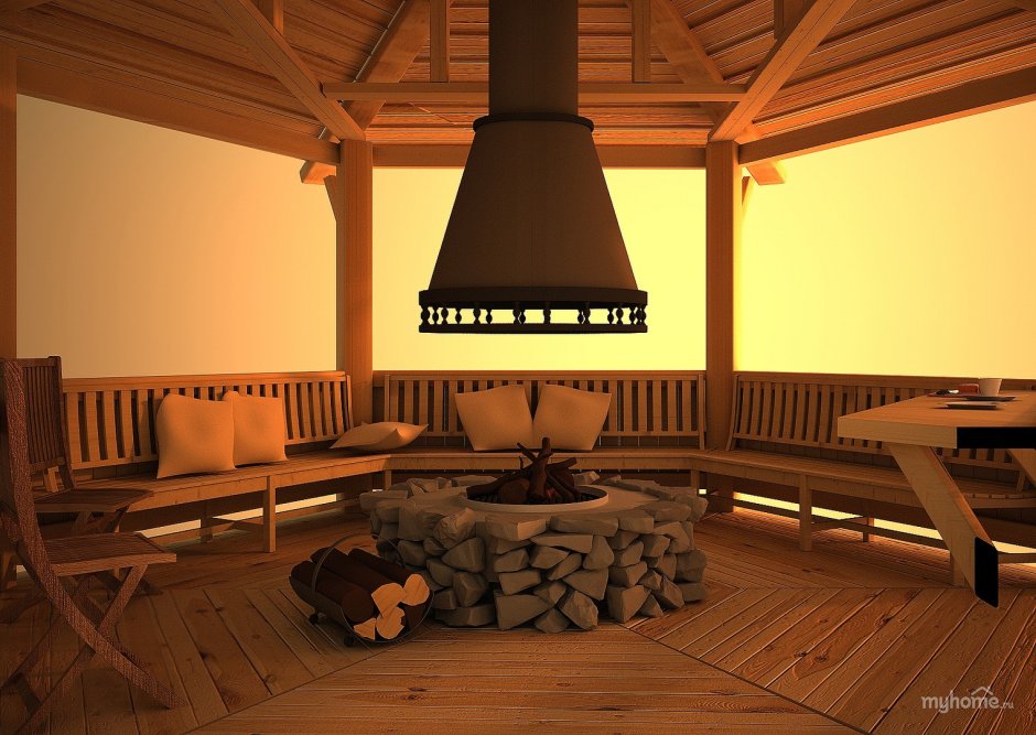 Беседка с очагом