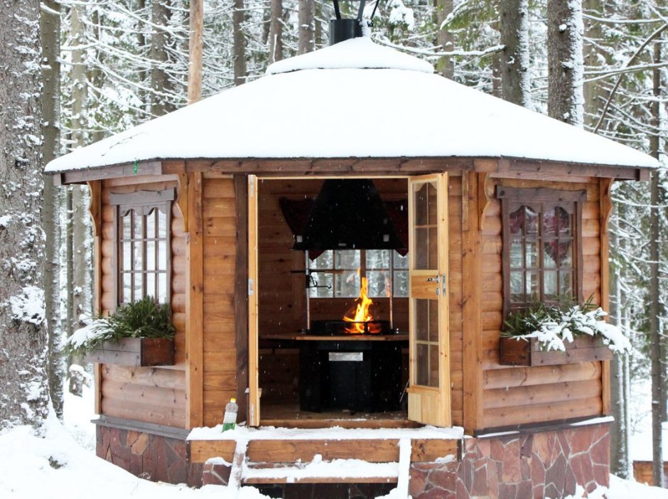 Беседка финская шестискатная