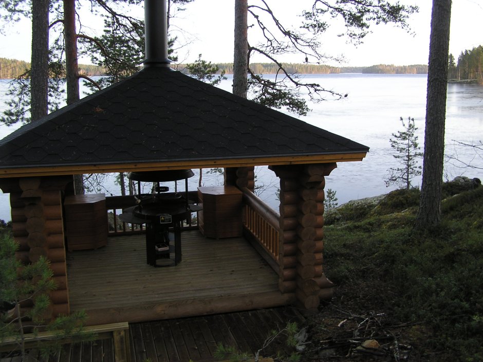 Шестиугольная беседка с мангалом