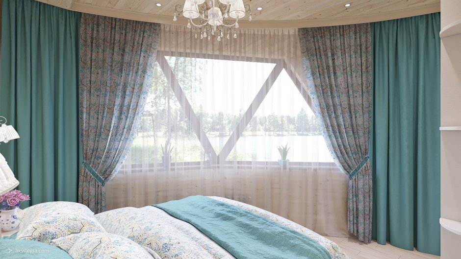 Шторы мятного цвета в интерьере