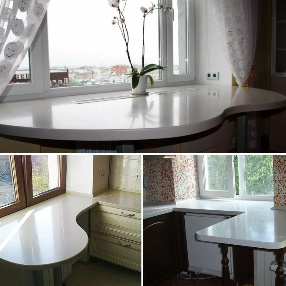 Подоконник-столешница на кухне