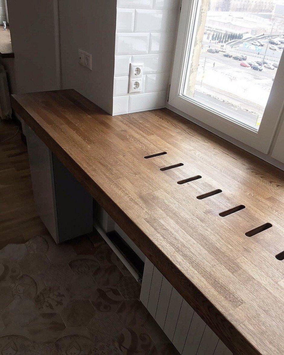 Подоконник-столешница на кухне