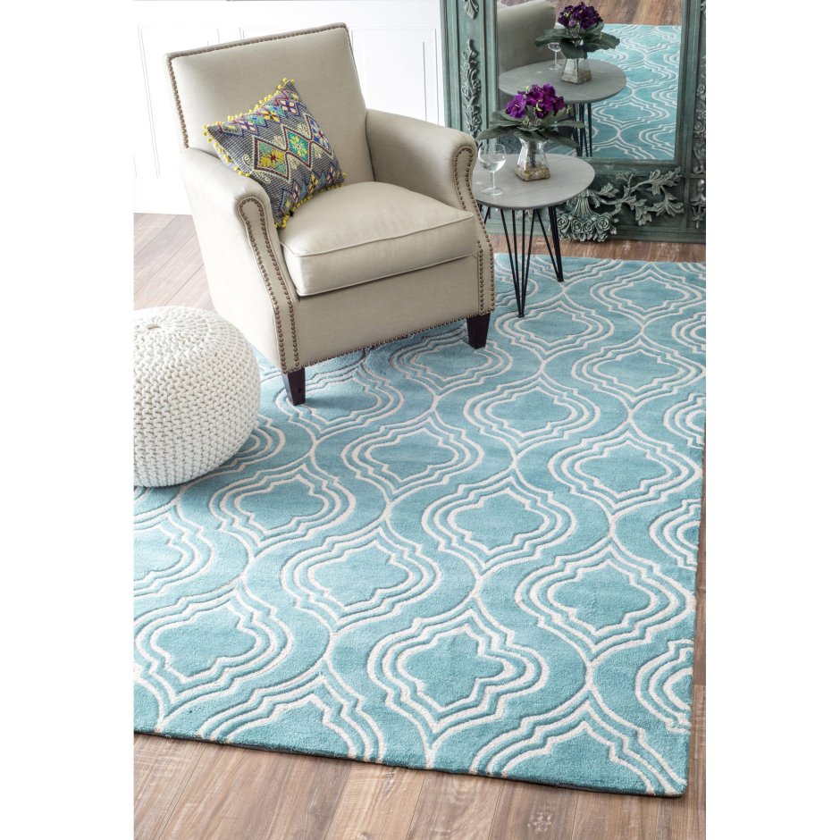 Ковер бежевый с бирюзовым