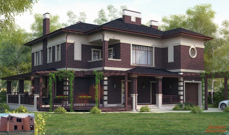 Коттедж с белыми окнами